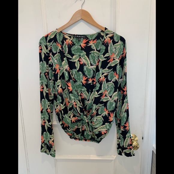 For Love And Lemons Tops - For Love & Lemons tropical/jungle long sleeve wrap blouse. Size small